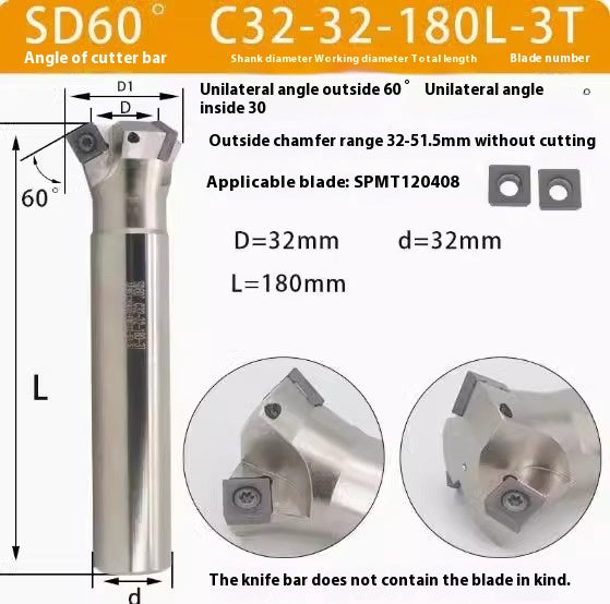6037 45 degree inside and outside positive and negative chamfering cutter CNC rounding chamfering cutter SD SPK upper and lower bore reverse pull chamfering cutter bar Shandong Denso Pricision Tools Co.,Ltd.
